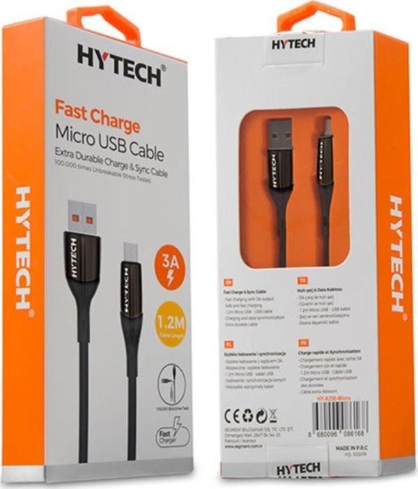 Hytech 3 Amper Micro Usb 1.2 Metre Siyah Data + Sarj Kablosu - Image 1