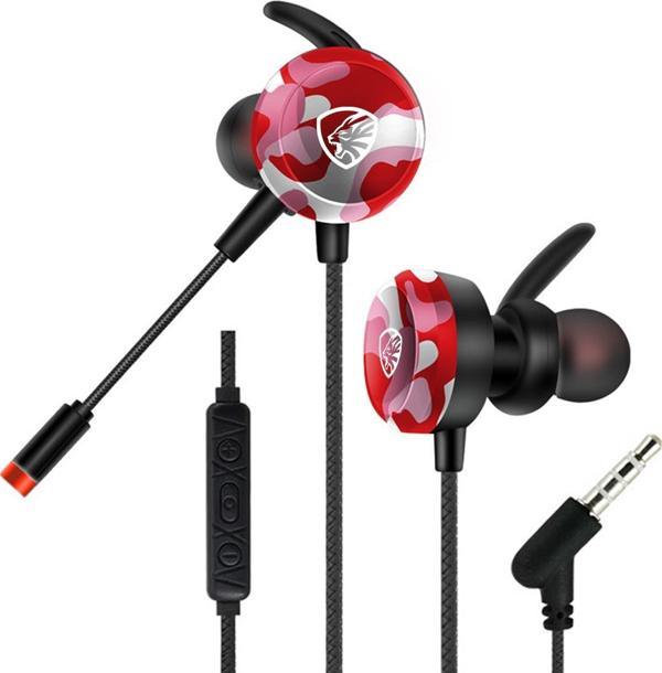 Hytech 3.5 Oyuncu Esnek Mikrofonlu Kırmızı Kamuflaj Kulakiçi Kulaklık - Image 1