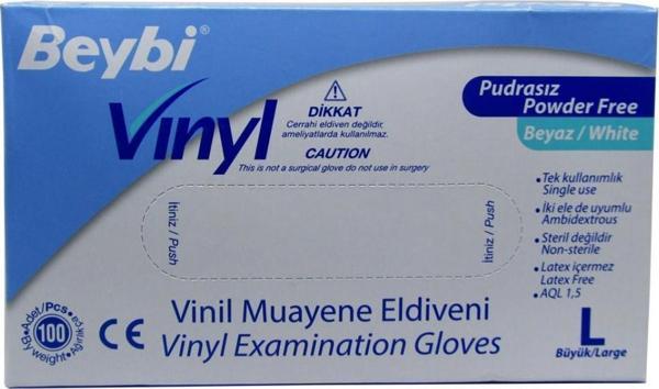 Beybi Vinill Eldiven Pudrasız Large Pudrasız Eldiven 100 Lü - Image 1