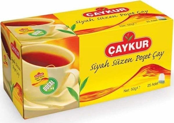 Çaykur Siyah Süzen Poşet Çay 2 Gram 25 Adet (Net 50gr) Bardak Sallama Çay - Image 1