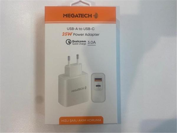 Megatech 25W2  Usb-A To Usb-C 3.0A 25W Ev Şarj Kafa Hızlı Şarj Akım Koruma - Image 1