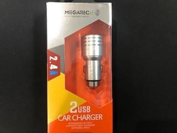 Megatech Gri 2.4 Amper 2 Usb Çelik Araç Şarj Aleti - Image 1