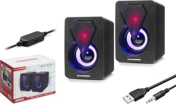 Hadron Bilgisayar Speaker 1.1 Ledli Siyah Hoparlör - Image 1