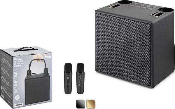 Hadron M83 Siyah  Bluetooth Karaoke 2 Mikrofonlu Speaker 10W 170-129-205MM - Image 1