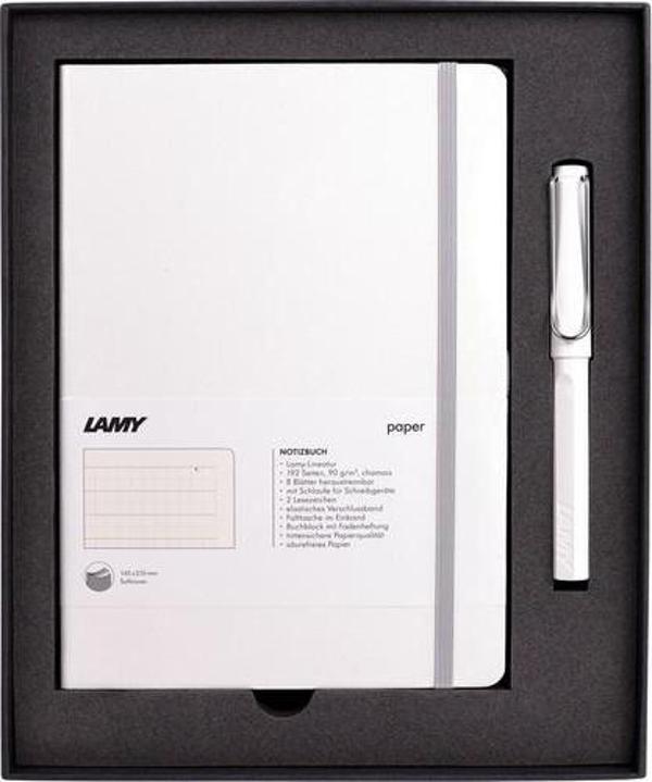 LAMY YUMUŞAK KAPAK A5 DEFTER VE ROLLER SET BEYAZ - Image 1