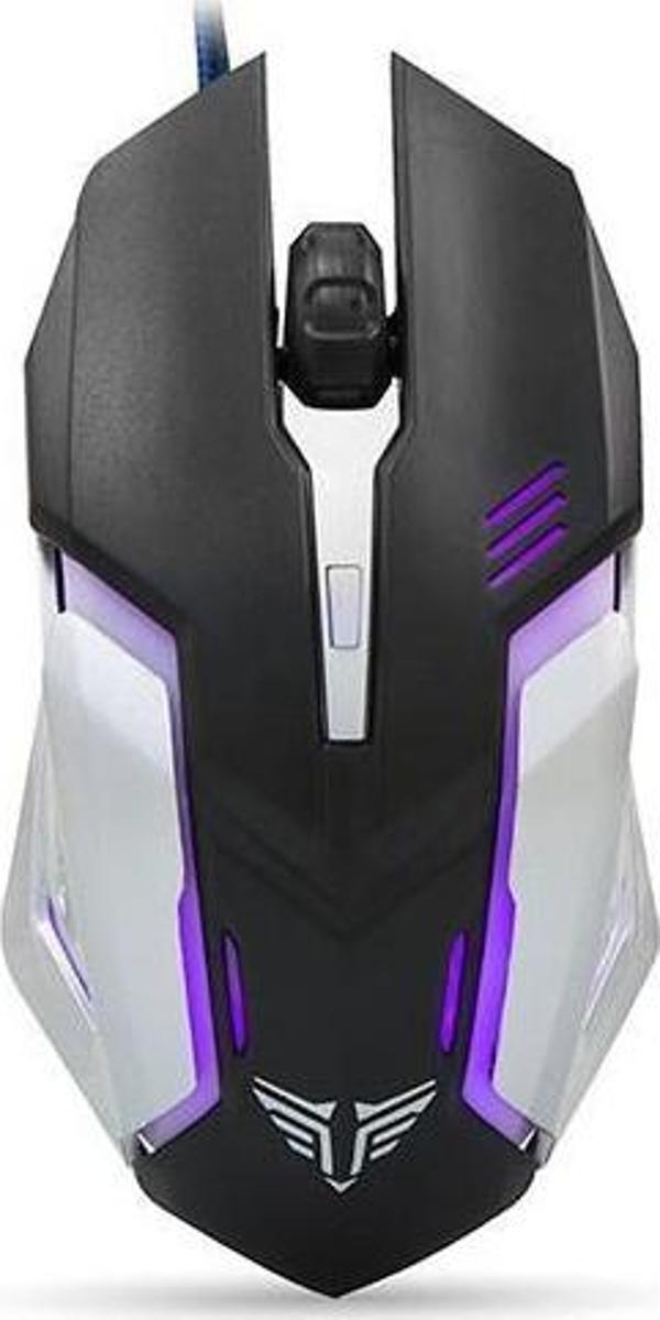 Everest Usb Siyah-Gümüş Işıklandırmalı Kablolu Oyuncu Mouse - Image 1