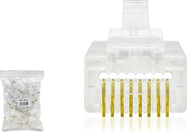 Büro Ev Ofis Network Bağlantısı için 100ADET Şeffaf Ez RJ45 Delikli Cat5 Konnektör Seti - Image 1