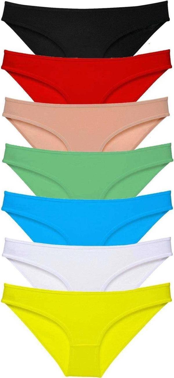 7 adet Süper Eko Set Likralı Kadın Slip Külot Çok Renkli - Image 1