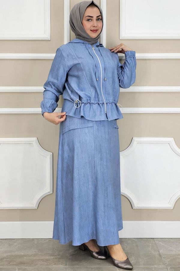 KADIN KAPÜŞONLU ETEKLİ TESETTÜR TAKIM - Image 1