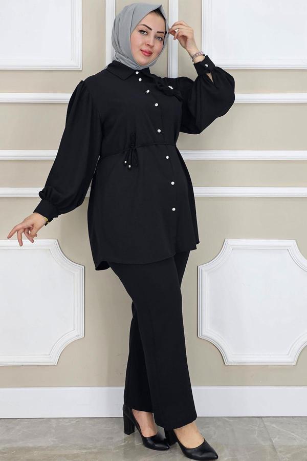 KADIN ÇİÇEK BROŞ DETAYLI TESETTÜR TAKIM - Image 1