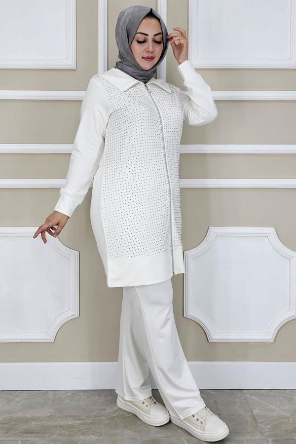 KADIN BEDEN TAŞ DETAYLI TESETTÜR TAKIM - Image 1