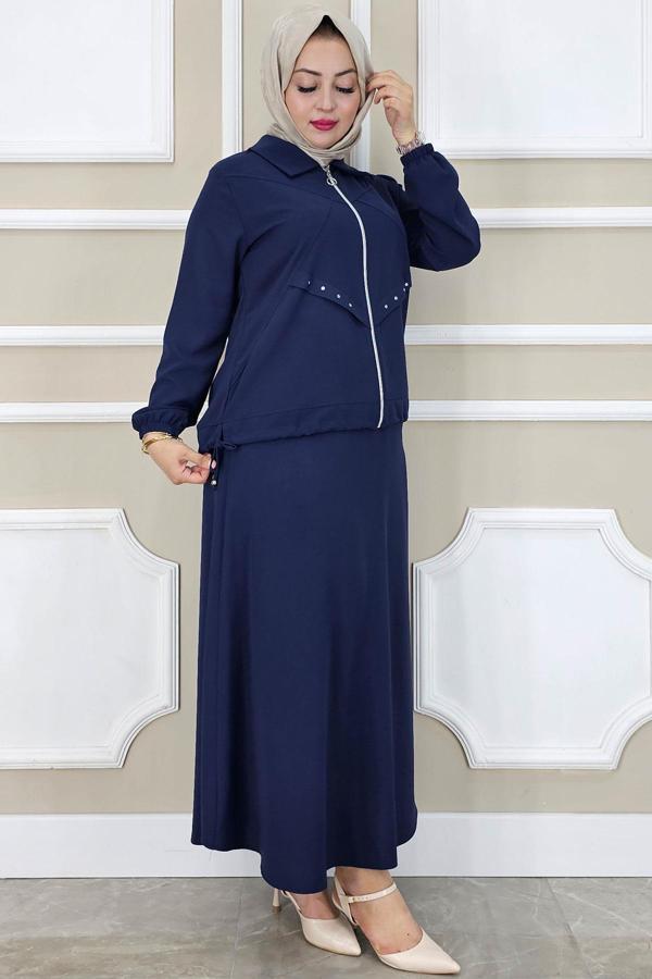 KADIN ALLER DİKİM TAŞ DETAYLI TESETTÜR TAKIM - Image 1