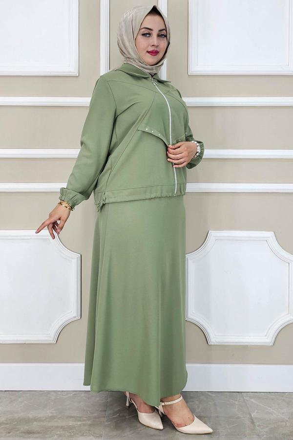 KADIN ALLER DİKİM TAŞ DETAYLI TESETTÜR TAKIM - Image 1