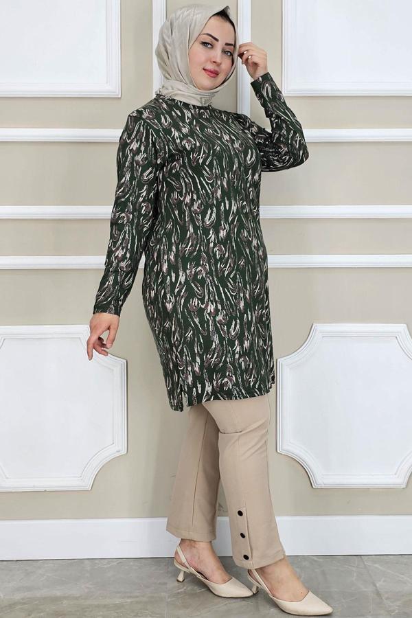 KADIN DALGA DESENLİ TESETTÜR TUNİK - Image 1