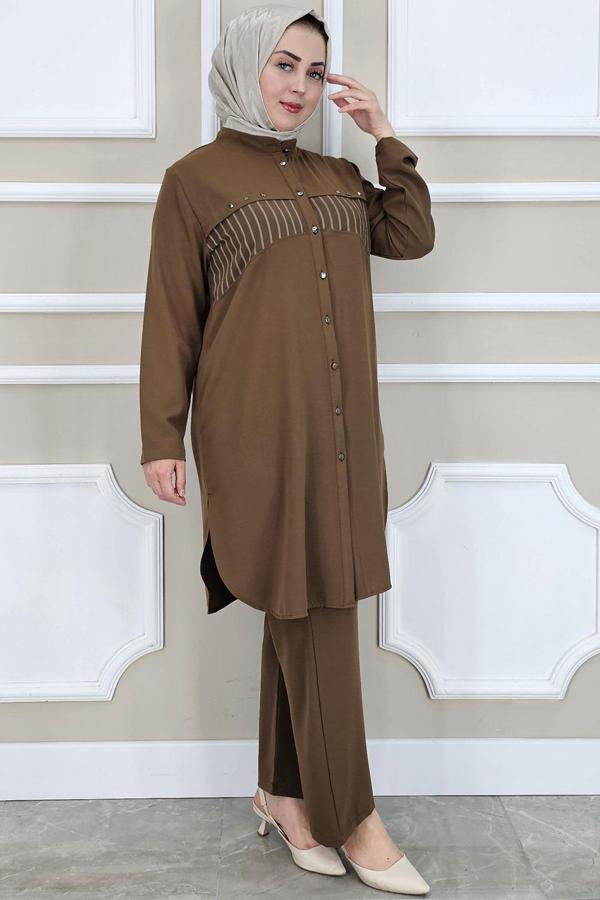 KADIN KOMBİNLİ TAŞ DETAYLI TESETTÜR TAKIM - Image 1