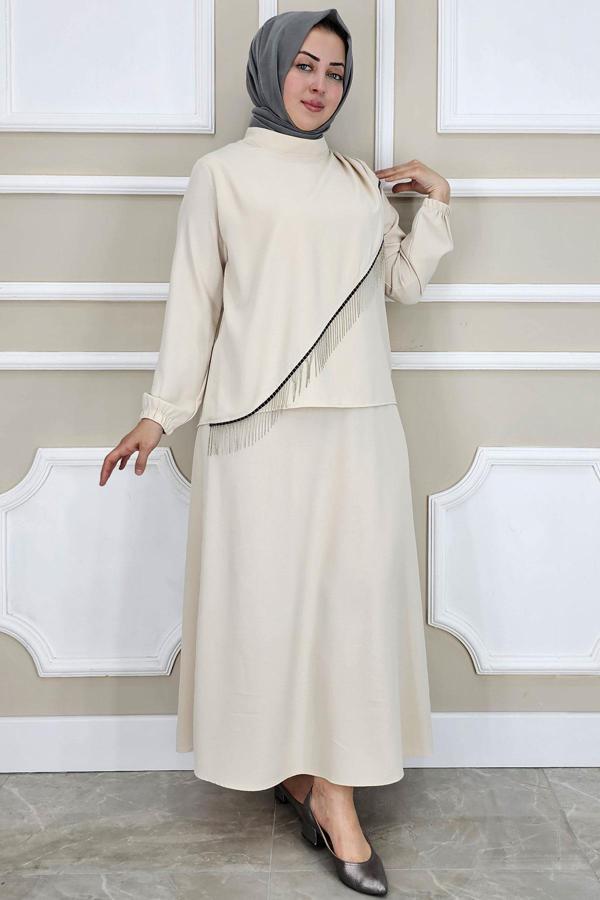 KADIN PÜSKÜ AKSESUARLI TESETTÜR TAKIM - Image 1