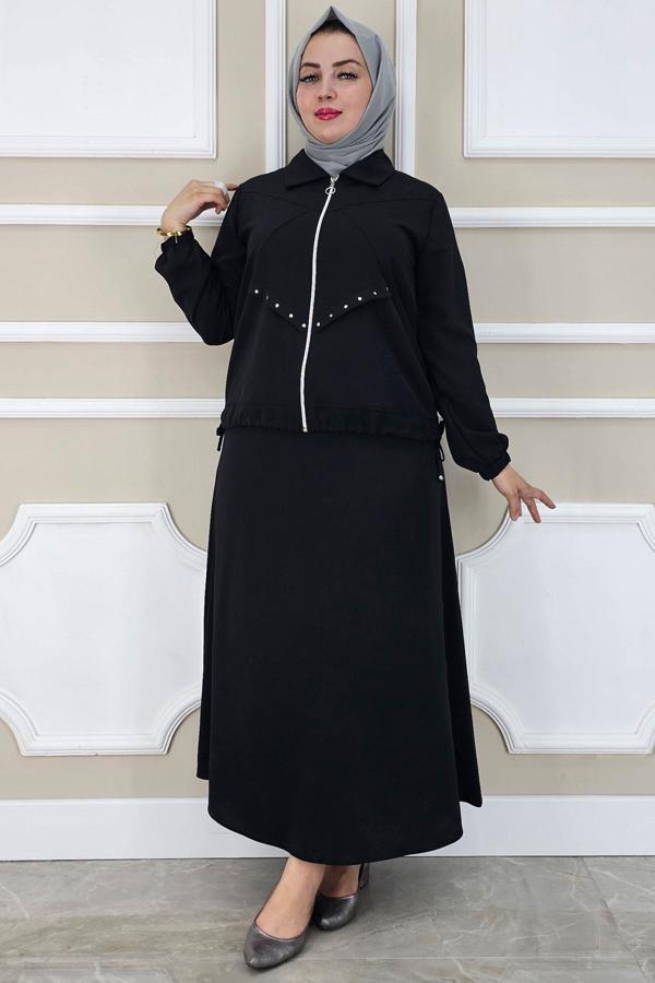 KADIN ALLER DİKİM TAŞ DETAYLI TESETTÜR TAKIM - Image 1