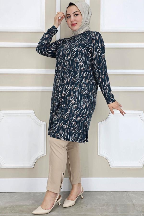 KADIN DALGA DESENLİ TESETTÜR TUNİK - Image 1