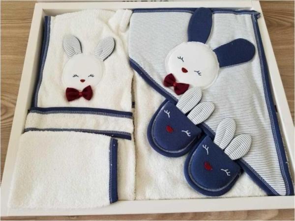 Gaye Bebe 4 Parça %100 Pamuk Bebek Bornoz Takımı - Image 1