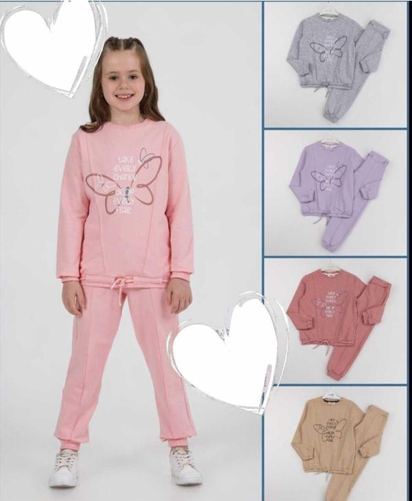 Annebebe 7-10 Yaş Kelebek Baskılı Kız Takım - Image 1