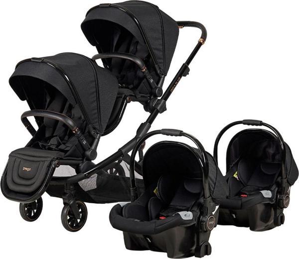 Prego Ibiza Travel System (Seyehat Sistem) Ikiz Bebek Arabası 2 Adet Puset Tam Set Siyah (Yeni Model) - Image 1