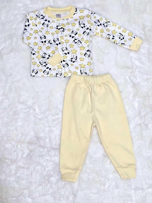 Annebebe Yıldızlı Panda Önden Çıtçıtlı Penye Takım - Image 1