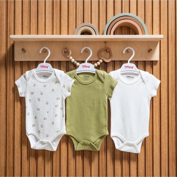 Tiffany Baby Green Plant Theme 3'Lü Yarım Kol Body 48008 - Image 1