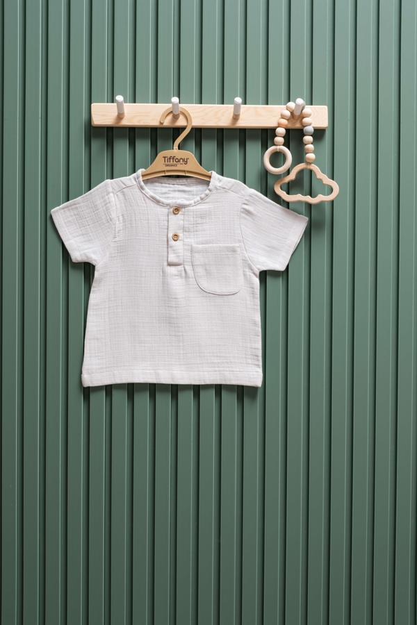 Unisex Bebek & Çocuk Müslin Kısa Kollu Tişört  3 Ay  6 Yaş - Image 1