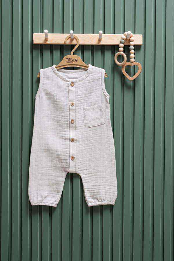 Müslin Uzun Atlet Tulum  3 24 Ay  %100 Pamuk Bebek Yazlık Tulum - Image 1