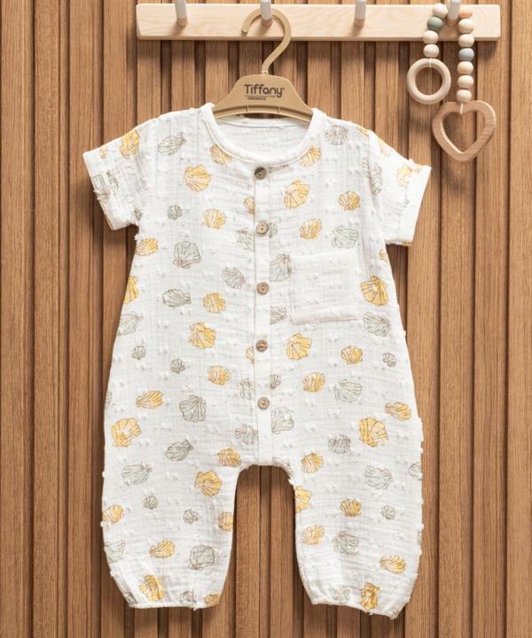 Müslin Sea Shell Theme Y.Kol Kısa Tulum - Image 1