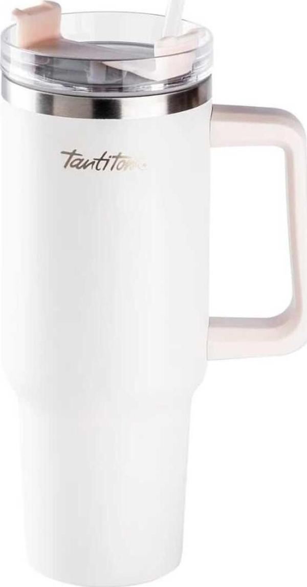 Tantitoni MOVE BEJ PASLANMAZ ÇELİK PİPETLİ TERMOS BARDAK 1.2L - Image 1