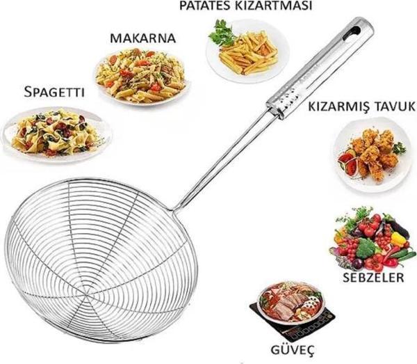 16 cm Çap Çelik Kevgir Patates Sebze Kızartma Kaşığı Metal Mantı Makarna Haşlama Yağ Süzgeci Kepçe - Image 1