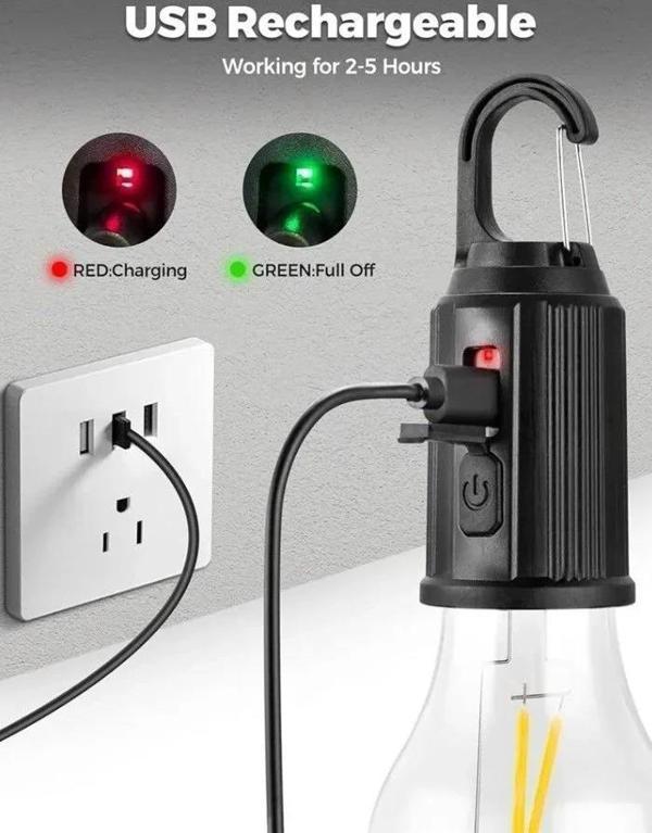 Hedyex Usb-C Şarjlı Led Ampül Kancalı Kamp Lambası 10W - Image 1