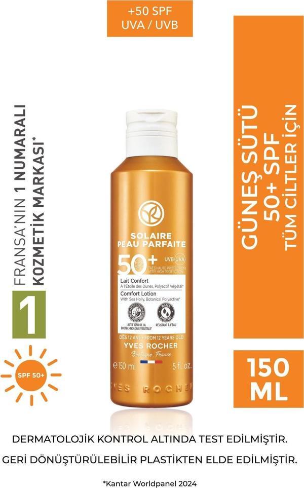 Yves Rocher Spf 50 Yüksek Korumalı Yüz & Vücut Güneş Losyonu/Solaire Peau Parfaite-150 Ml-79530 - Image 1