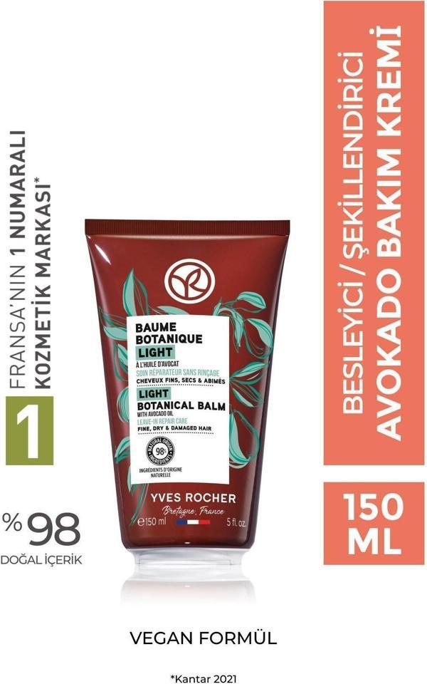 Yves Rocher Avokado Bakım Kremi -Tüm Saçlar/Besleyici / Şekillendirici /Baume Botanique-Vegan-Durulanmaz-150Ml - Image 1