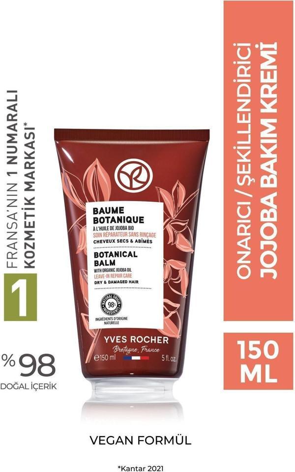 Yves Rocher Jojoba Bakım Kremi - Tüm Saçlar/Onarıcı / Şekillendirici / Baume Botanique -Prebiyotik,Vegan-150Ml - Image 1