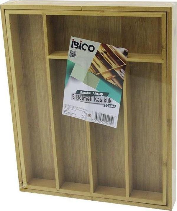 5 BÖLMELİ AHŞAP BAMBU KAŞIKLIK  30X34CM (2818) - Image 1