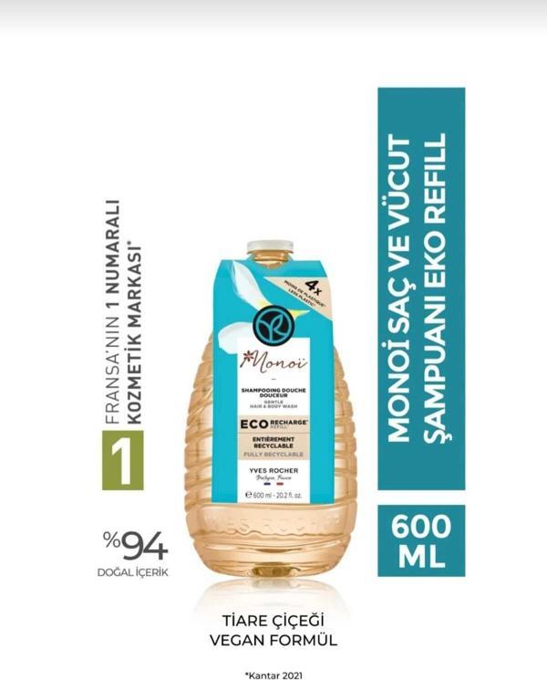 Yves Rocher Monoi Eko Refill Yedek Saç Ve Vücut Şampuanı - 600 Ml - Image 1