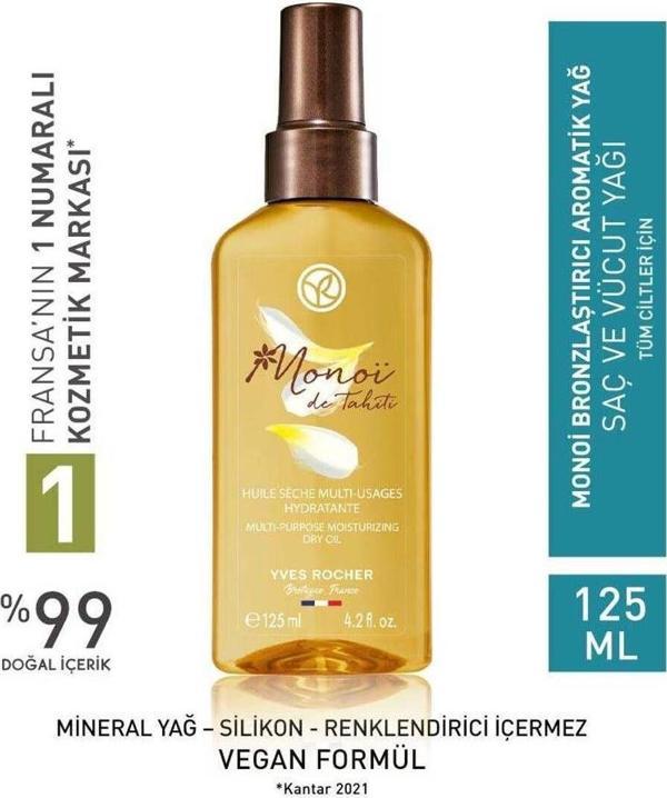 Yves Rocher Monoi Mousturising Dry Oil Monoi Bronzlaştırıcı Aromatik Yağ 125 Ml - Image 1