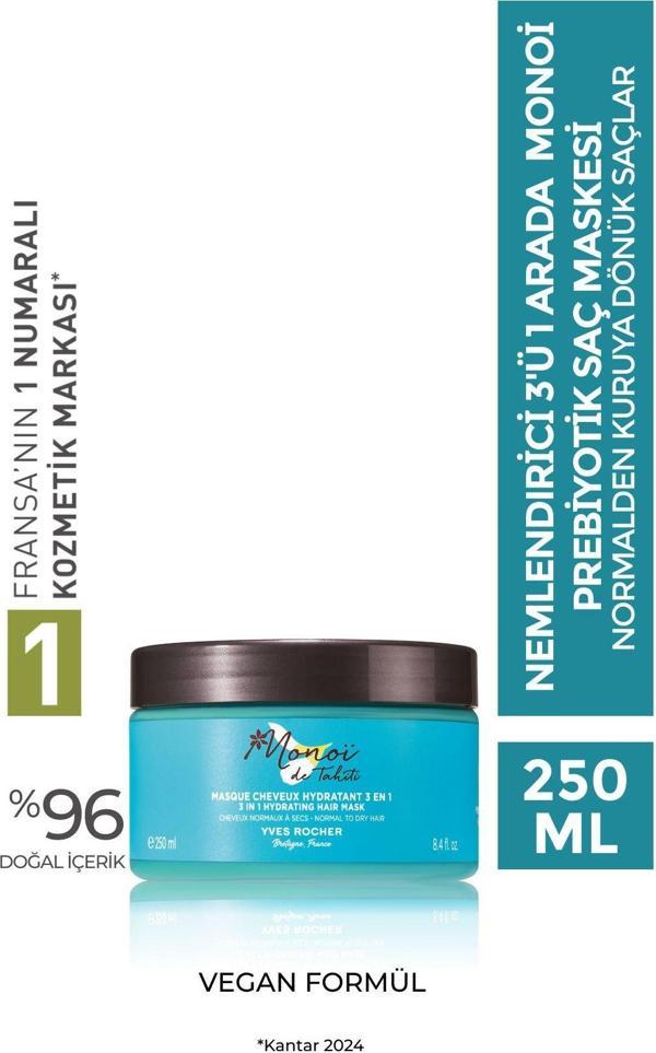 Yves Rocher Nemlendirici 3’Ü 1 Arada Prebiyotik Saç Maske – Normalden Kuruya Dönük Saçlar /Monoi - Image 1