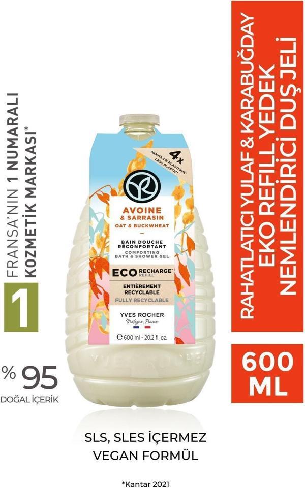 Yves Rocher Nemlendirici Eko Refill Yedek Duş Jeli - Rahatlatıcı Yulaf Karabuğday 600 Ml - Image 1