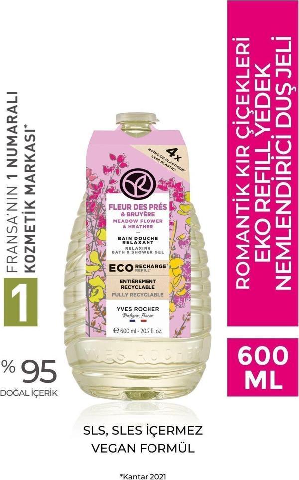 Yves Rocher Nemlendirici Eko Refill Yedek Duş Jeli - Romantik Kır Çiçekleri 600 Ml - Image 1