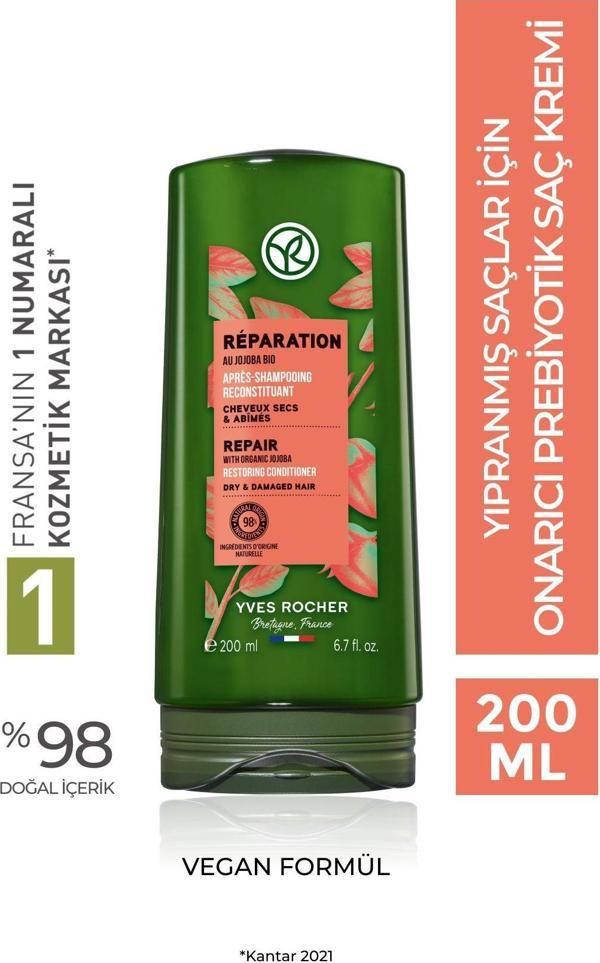 Yves Rocher Onarıcı Prebiyotik Saç Kremi - Yıpranmış Saçlar / Reparation - Vegan -200Ml - Image 1