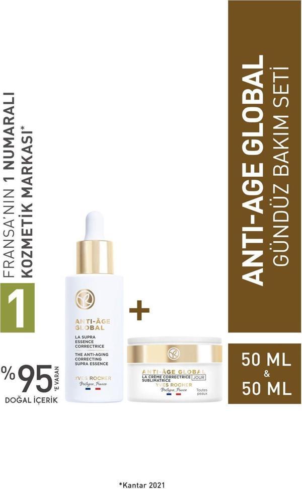 Yves Rocher Orjinal Boy Anti-Age Global Gençleştirici Ve Yenileyici Serum, Gündüz Kremi Seti - Image 1