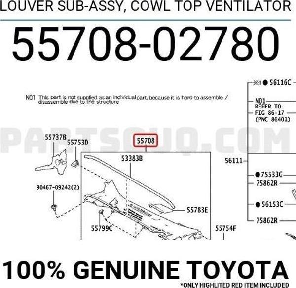Cam Alt Izgarası Corolla 2019-24 (Oem No:5570802780) - Image 1