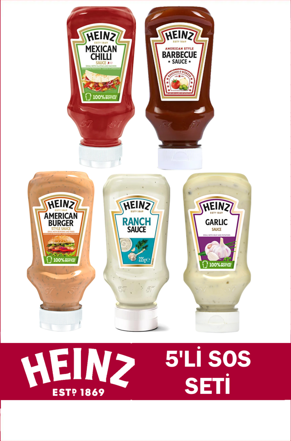 Heinz 5'li Sos Paketi (Ranch, Amerikan Burger, Barbekü, Sarımsak, Mexican Chilli) - Image 1