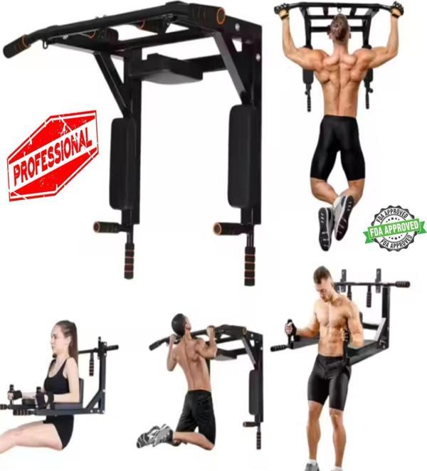 Leyaton 3İn1 Büyük Duvara Monte Duvar Barfiks Dips Pull-Up Biceps Spor Egzersiz Barfix Aleti Fitness Barı - Image 1