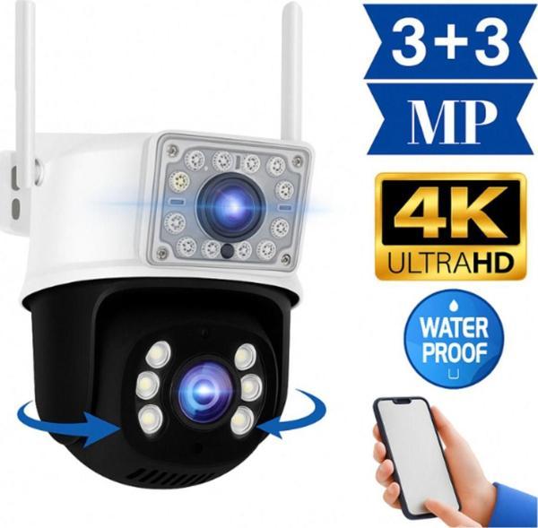 Smith Çift Kameralı Hareket Takipli Gece Sensörlü Çift Siren Su Geçirmez Onvif Wifi Ip Kamera - Image 1