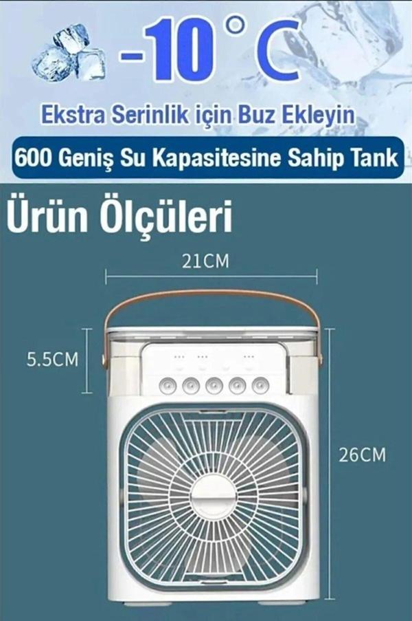 Ezere Taşınabilir Ev Ofis Hava Vantilatörü Nemlendirici Fan Ve Buhar Makinesi Rgb Işıklı - Image 1