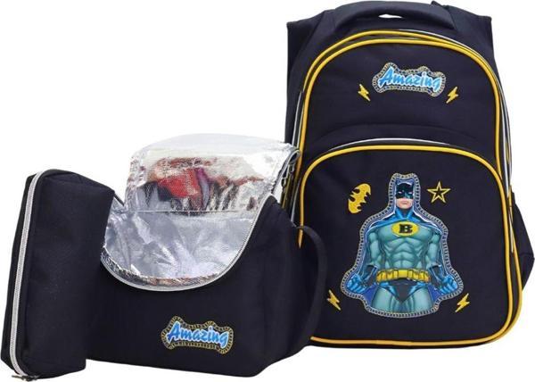 Lugmo 3 Lü Ortaokul Çanta Seti İlkokul Çantası Komple Astarlı Batman - Image 1